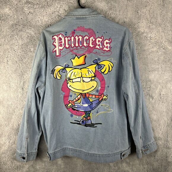 Nickelodeon Rugrats Angelica Cartoon Denim Jean Jacket Blue Women's Size XL NWT - Picture 1 of 8